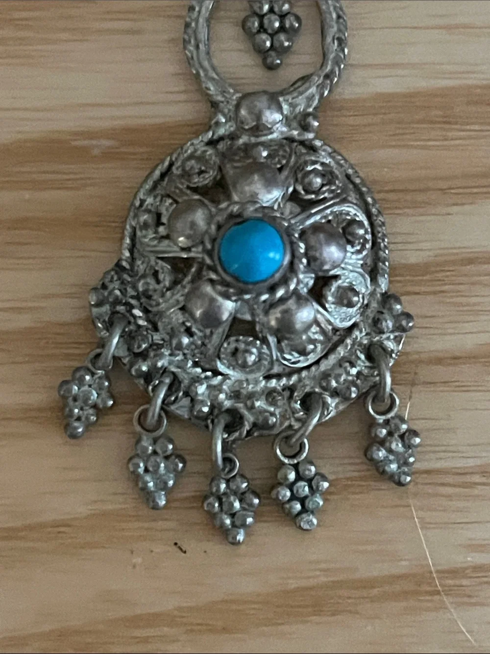Sterling Silver Filigree Drop Earrings with Turquoise Accent